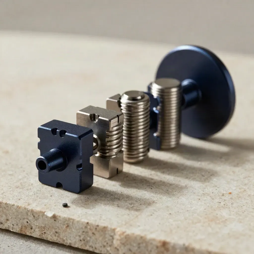 Macro route pegs and tour blocks on limestone with navy accent